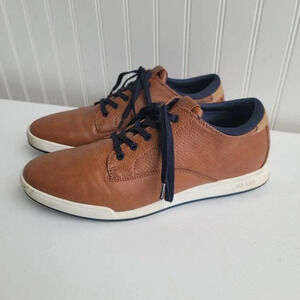 Aldo Flex Men's Size 10 Brown Tan Navy Leather Dress Shoes Rubber Sole Lace Up